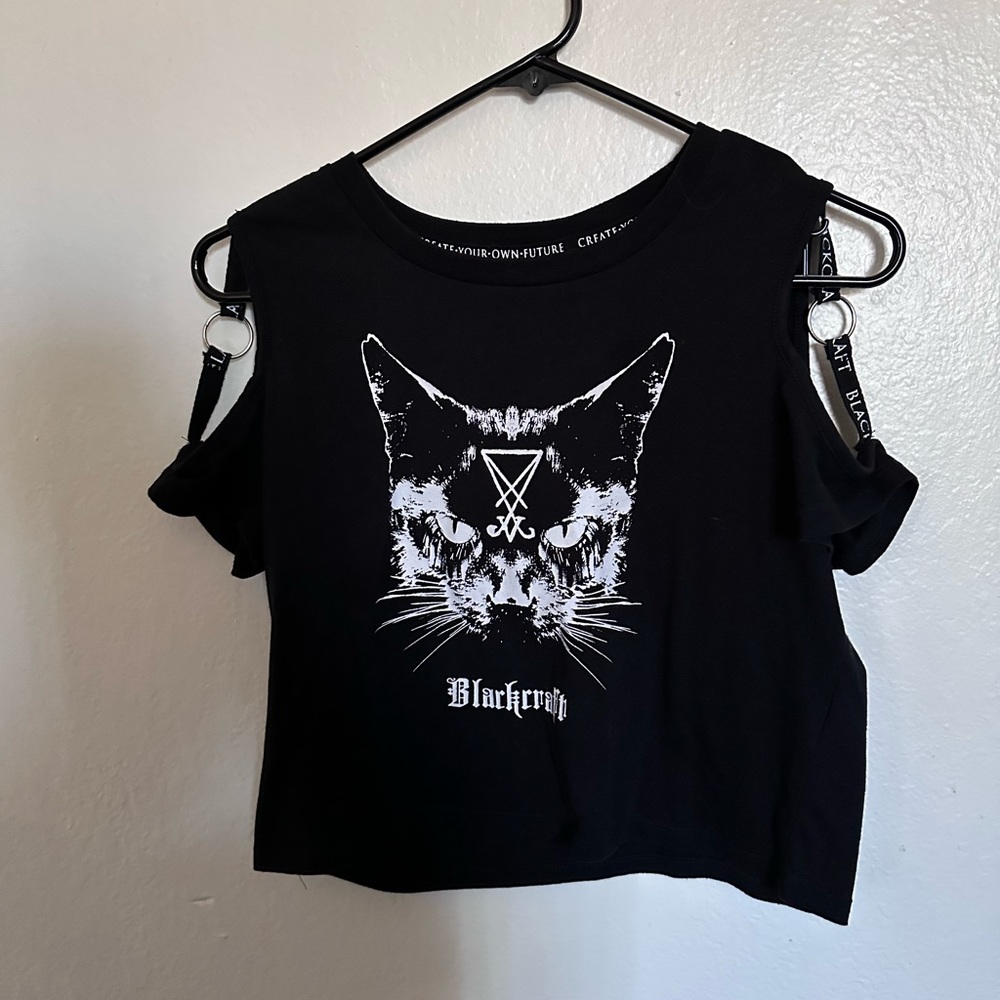 Hot Topic Blackcraft Cat Crop Top